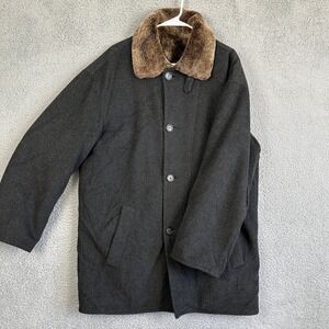 Seraphin Men 50 Jacket Reversible Coat Gray Shearling Sheep Wool Fur Collar